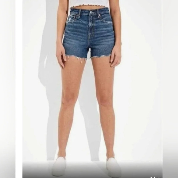 American Eagle Outfitters AE Boyfriend Shorts dark denim 12 Raw hem Summer - Picture 1 of 8